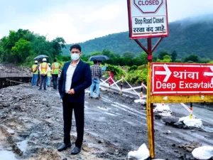 Mr. Akash Singh during a site inspection for an NHAI project